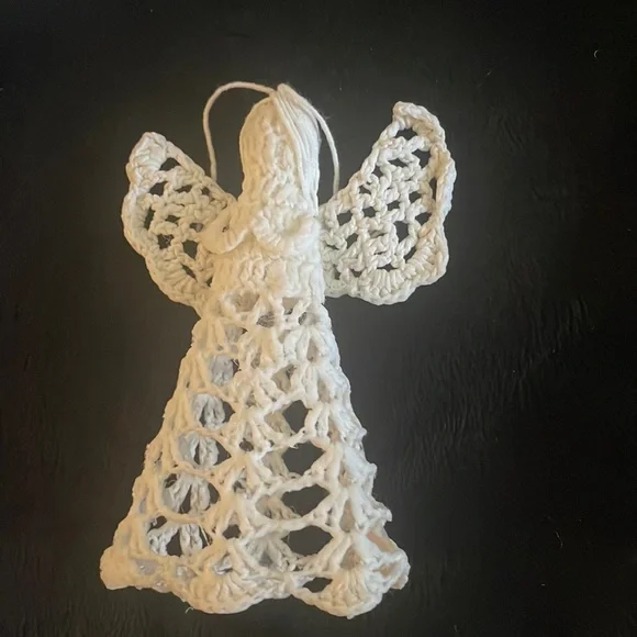 Set Of 10 Crocheted Starched Christmas ornament 3D Angels - Picture 2 of 6